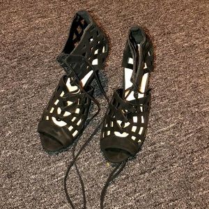 Black strappy heels